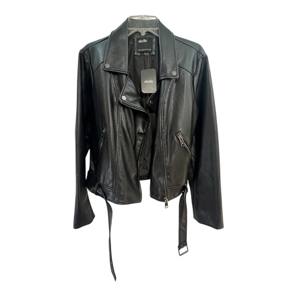 ELODIE Women's Black Faux Leather Jacket SZ XL - Picture 8 of 11